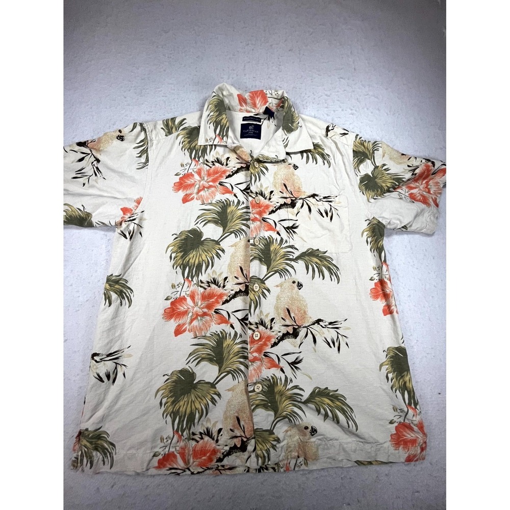 Caribbean Joe Hawaiian Camp Shirt Mens Large Multicolor Floral Button Up Beach